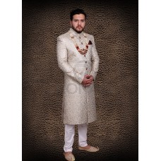 light grey embroided sherwani 