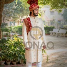 OFF-WHITE EMBROIDED SHERWANI 