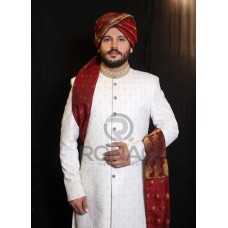 Off White Galaxy Embroidered Handwork Sherwani