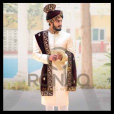 LIGHT PHONE SEQUENCE EMBROIDED SHERWANI 