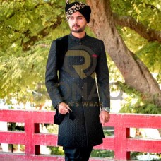 BLACK STONE HEAVY EMBROIDED SHERWANI 