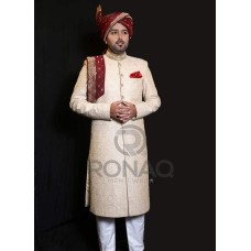 Light Fawn Galaxy Handwork Sherwani