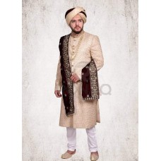 cream embroided sherwani 