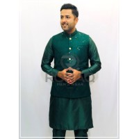 green Embroided waist coat 