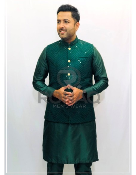 green Embroided waist coat 