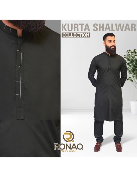 Jet Black Kameez Shalwar