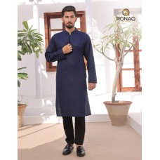 Navy Blue Embroidered Fancy Kurta