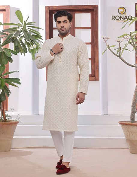 Elegant Cream Cotton-Silk Kurta