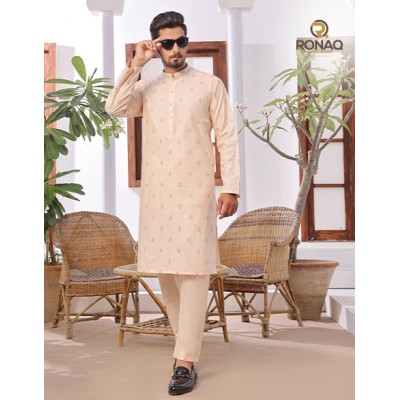 Light Peach Embroidered Kurta Pajama