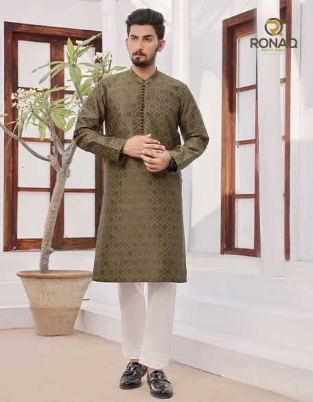 Olive Geometric Kurta