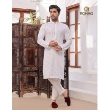 Silver Embroidered White Kurta