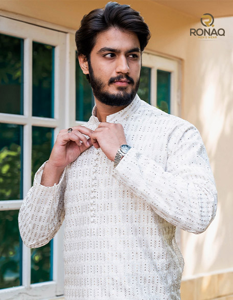 WHITE EMBROIDED KURTA