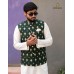 GREEN BANARSI EMBROIDED WAIST COAT 