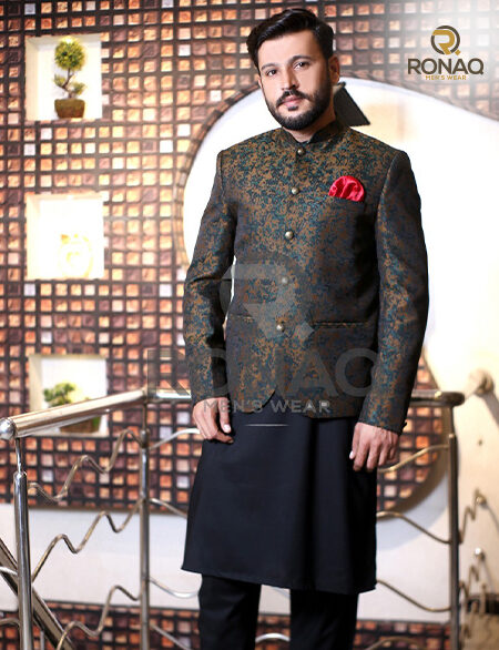 Green and Brown Jacquard Prince Coat