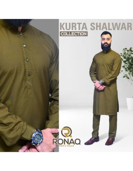 Olive Green Kameez Shalwar