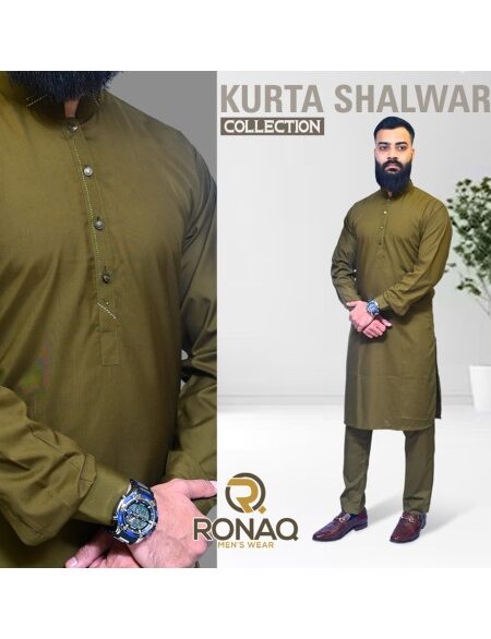Olive Green Kameez Shalwar