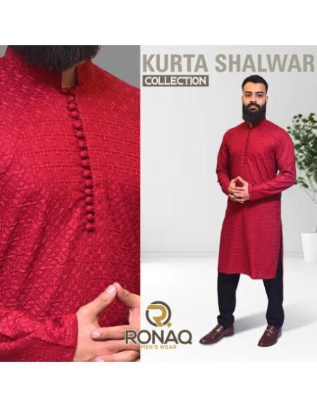 Red Embroidered Kameez Shalwar
