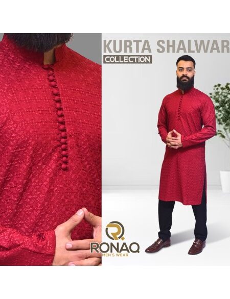 Red Embroidered Kameez Shalwar