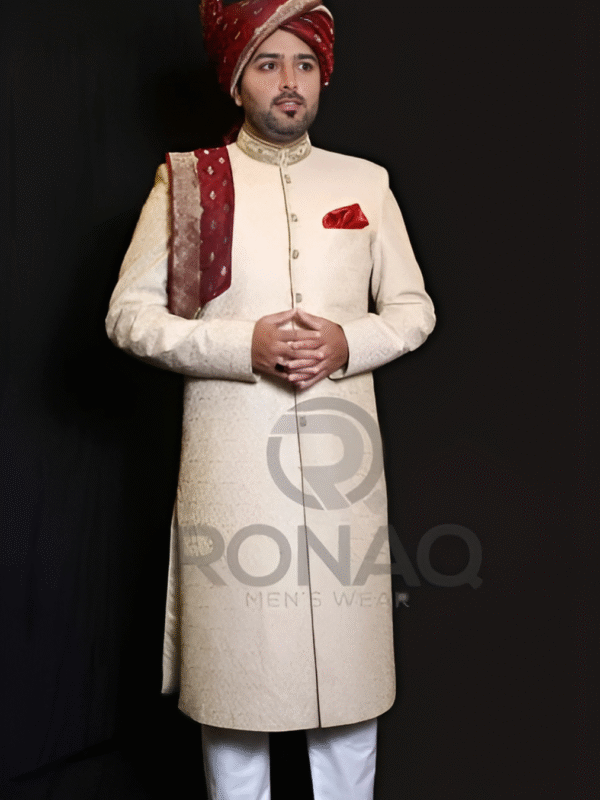 Light Fawn Galaxy Handwork Sherwani