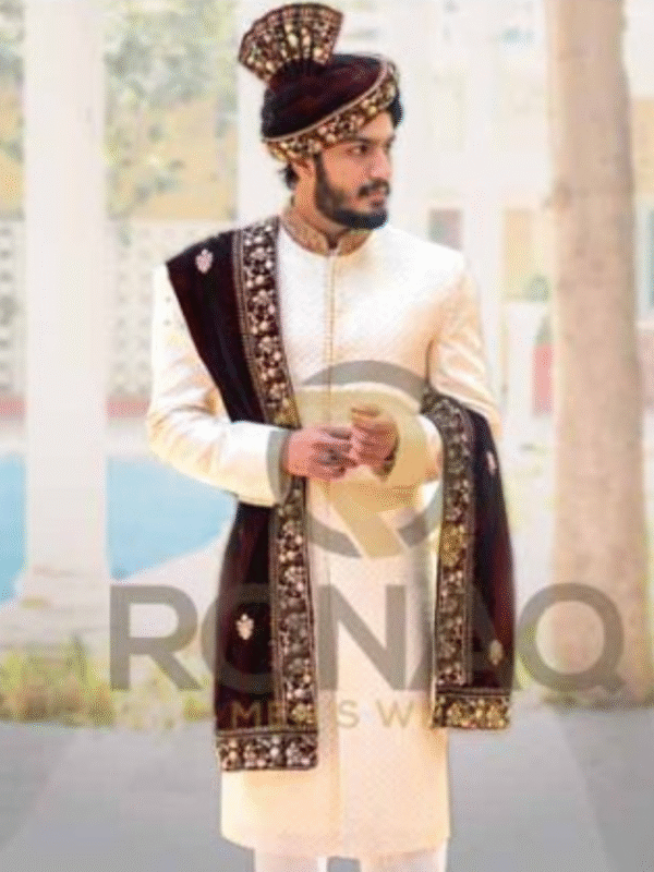 Light Phone Sequence Embroided Sherwani