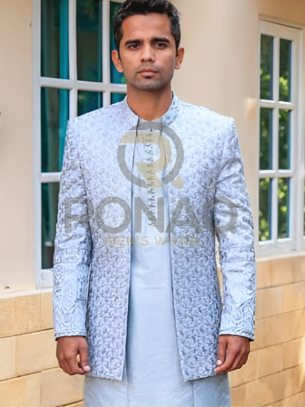 Dark Greyish Embroided Prince Coat