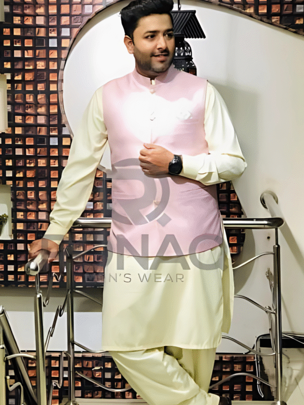 Pink Jamawar Waistcoat