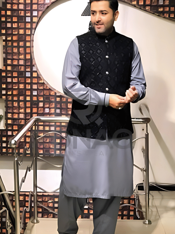 Velvet Black Waist Coat