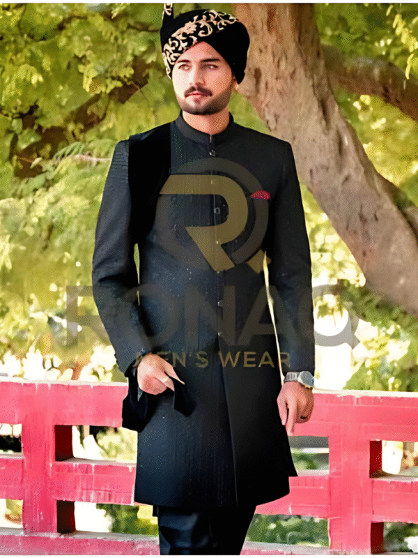 Black Stone Heavy Emroided Sherwani