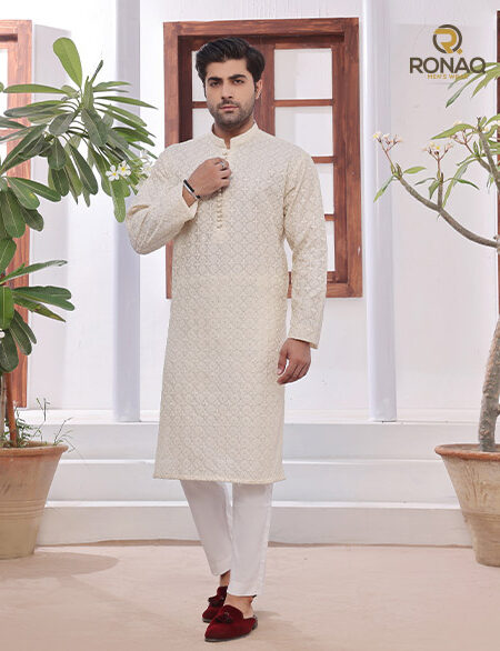 Elegant Cream Cotton-Silk Kurta
