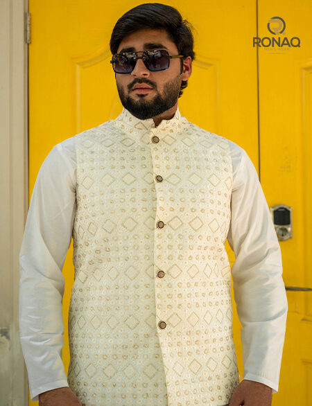 Galaxy Off White Waist Coat