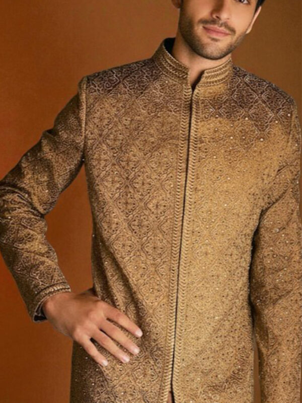 Gold Brocade Sherwani